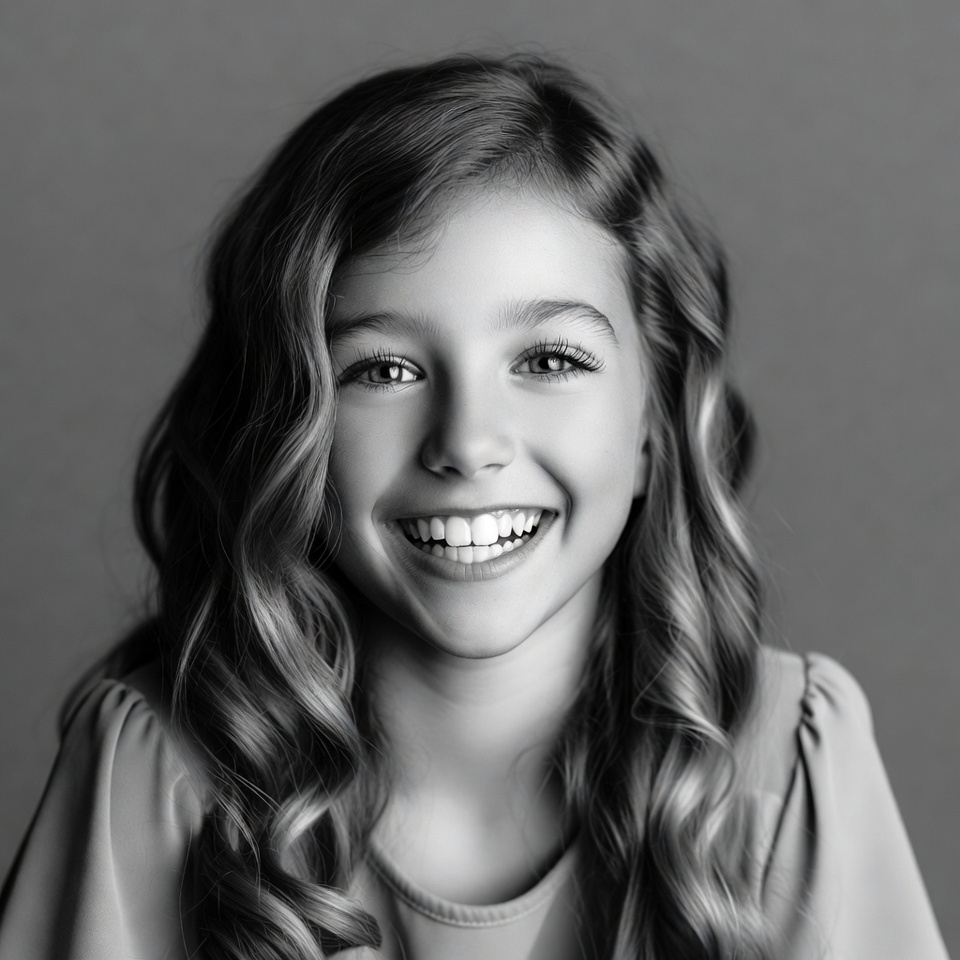 Smiling girl with wavy hair Smiling girl with wavy hair