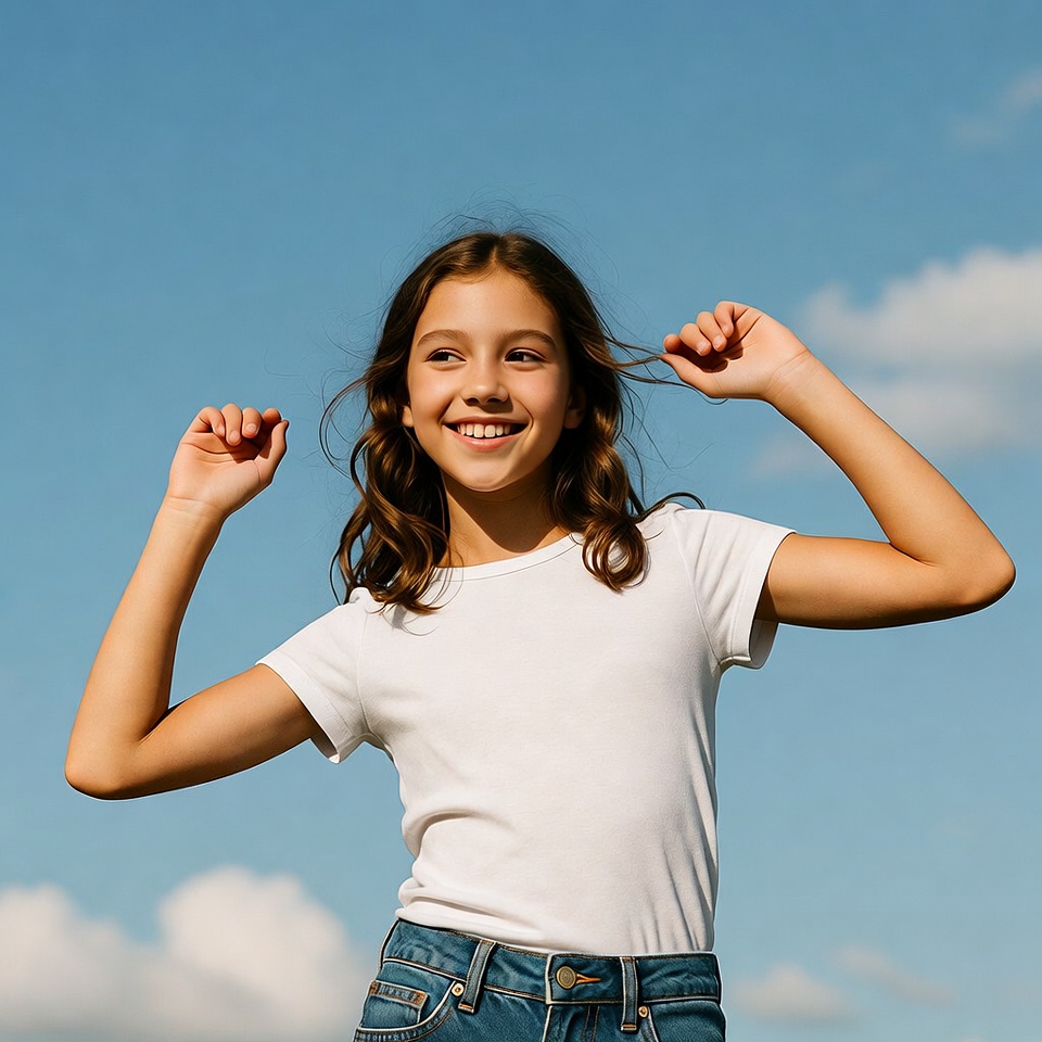 Girl smiling with arms outstretched outdoors Girl smiling with arms outstretched outdoors