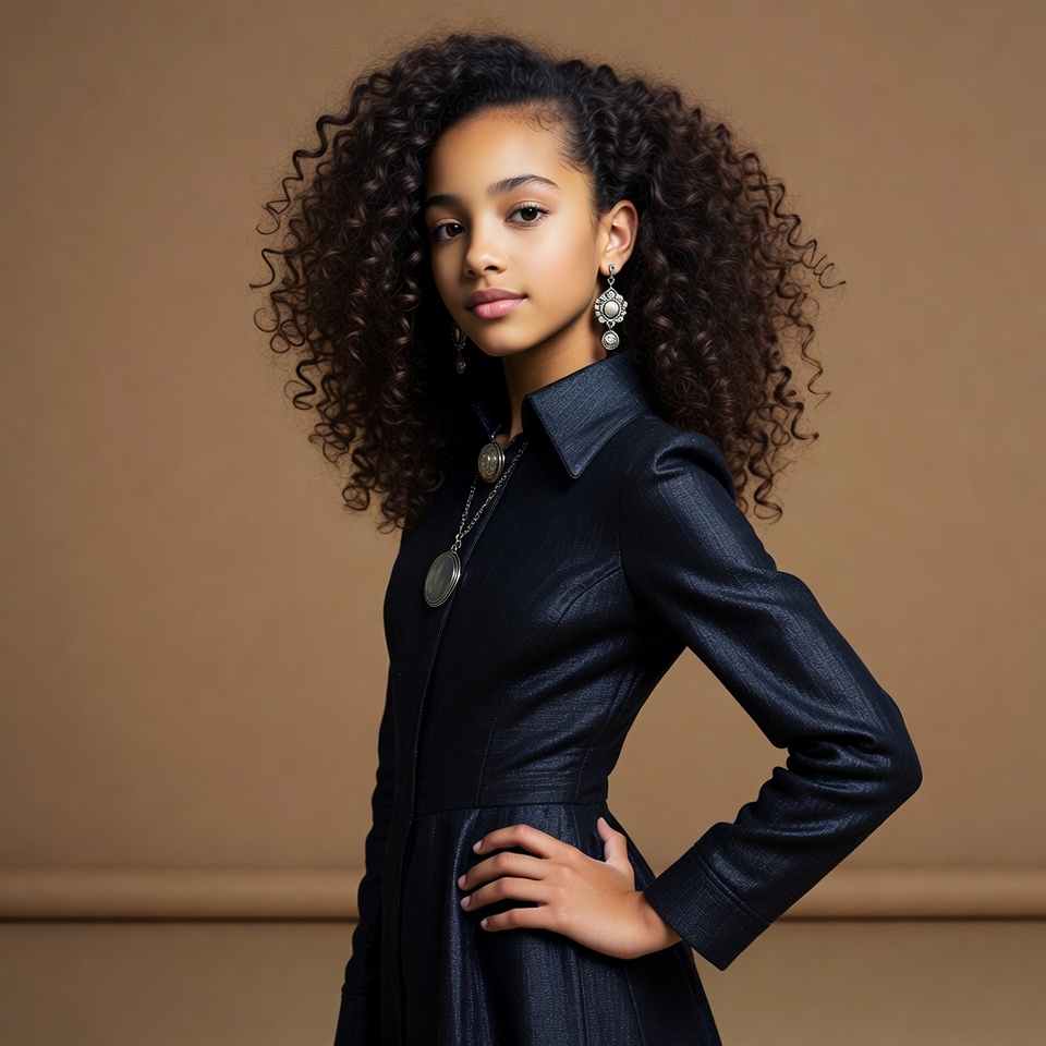 Young Black girl with curly hair Young Black girl with curly hair