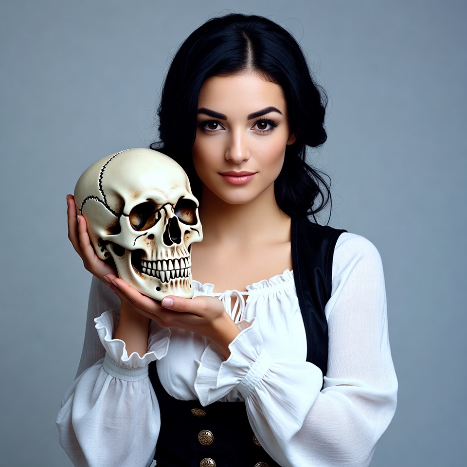 Woman holding skull Woman holding skull