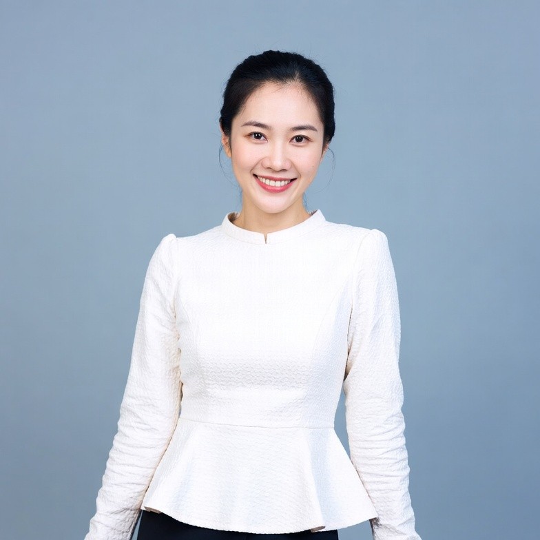 Asian woman smiling in white blouse Asian woman smiling in white blouse