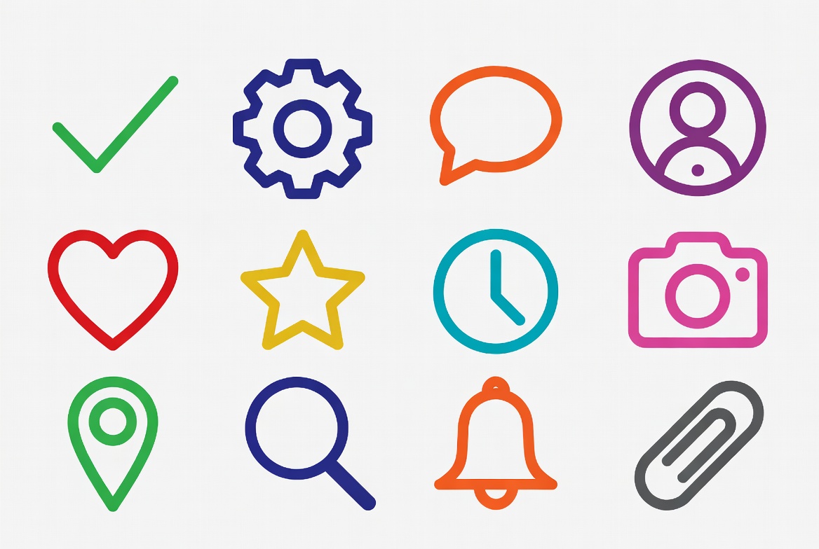 Colorful Icon Set on White Background Colorful Icon Set on White Background