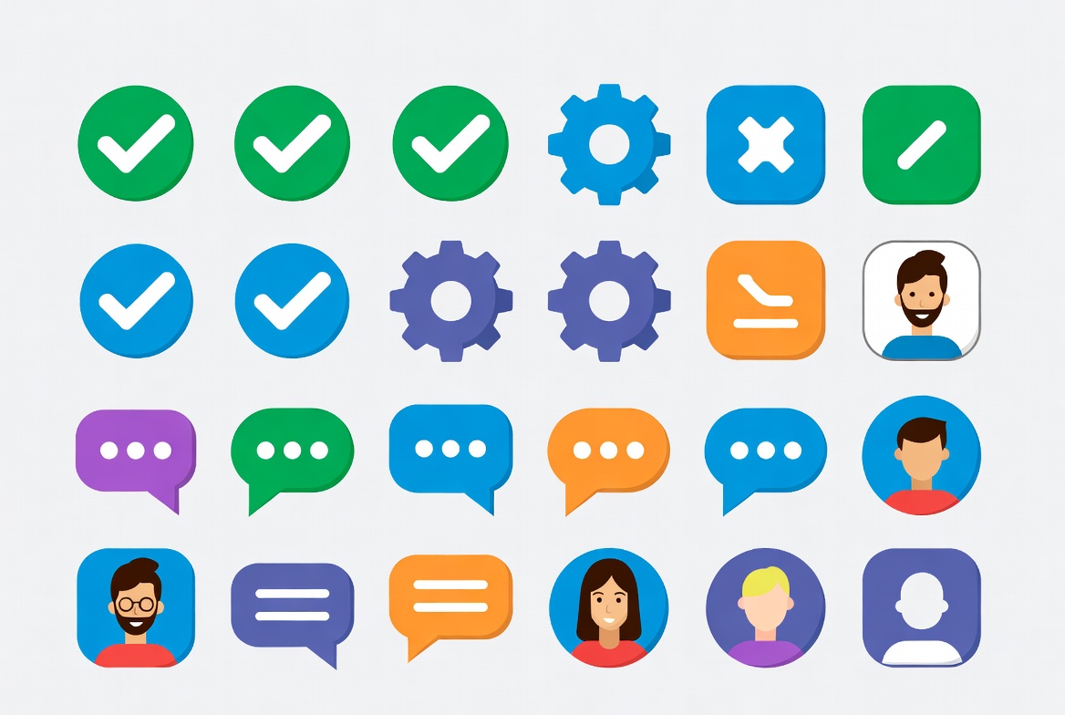 Colorful UI Icons Set with Avatars Colorful UI Icons Set with Avatars