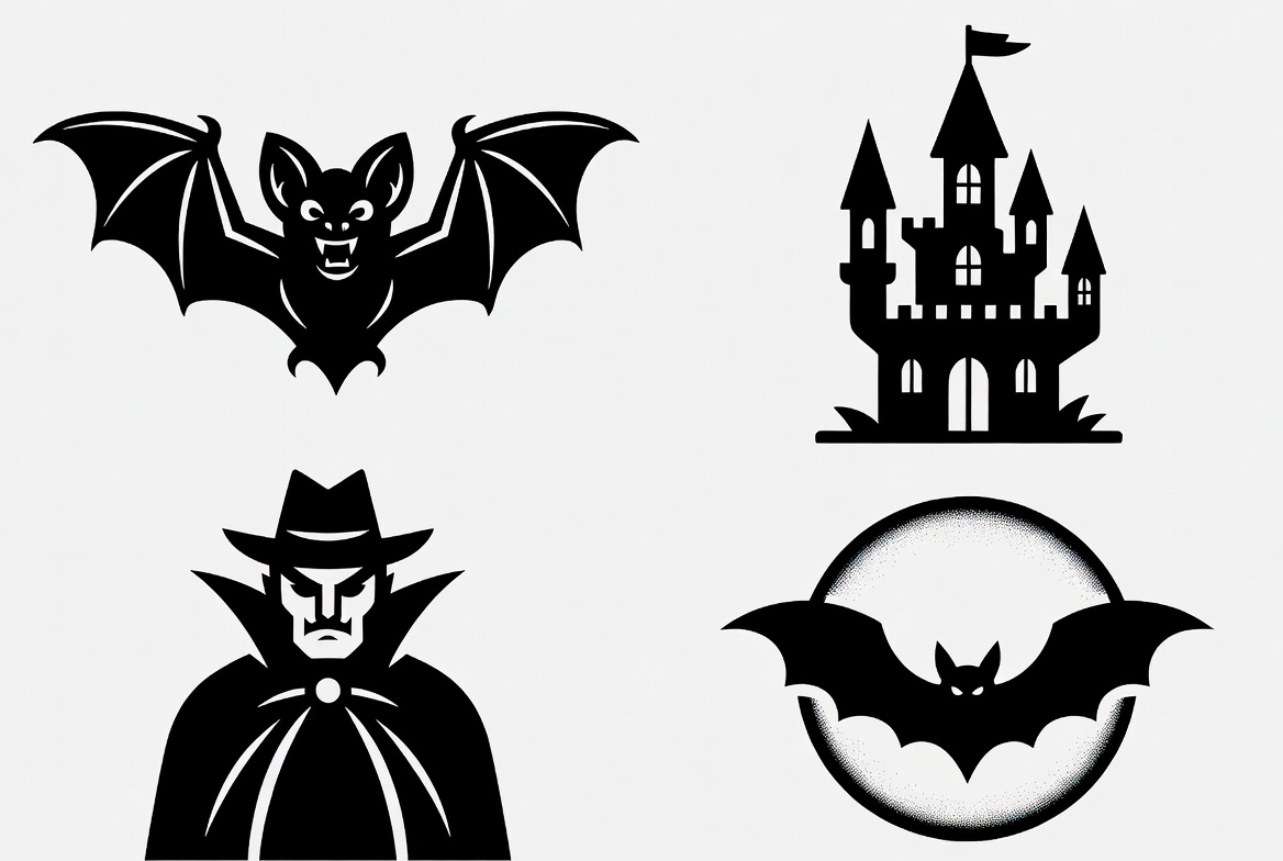 Halloween Bat Vampire Castle Silhouettes Halloween Bat Vampire Castle Silhouettes