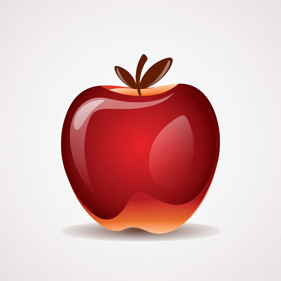 Shiny red apple with leaf Shiny red apple with leaf