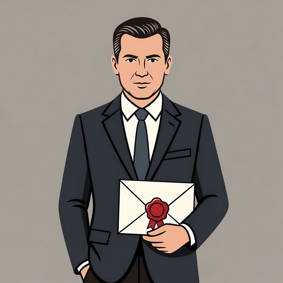 Man holding sealed envelope Man holding sealed envelope