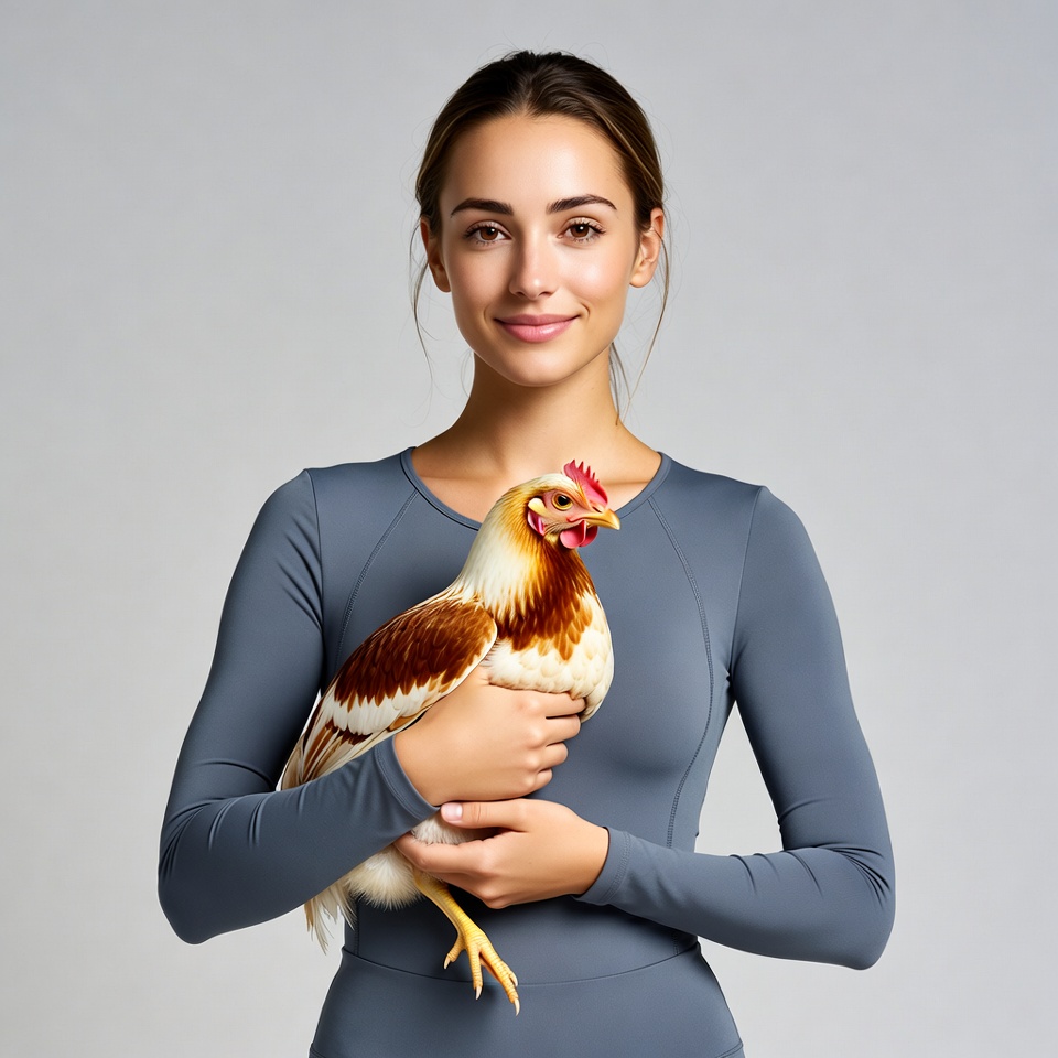 Woman holding chicken Woman holding chicken