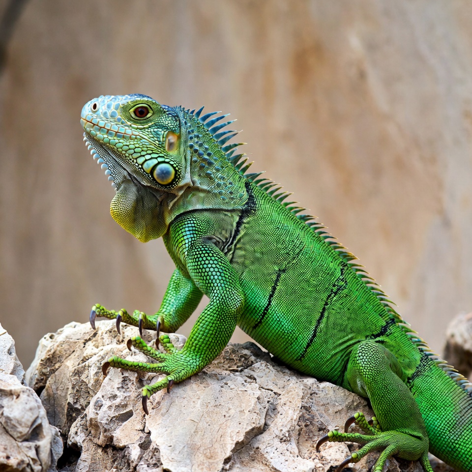 Green iguana on rock Green iguana on rock