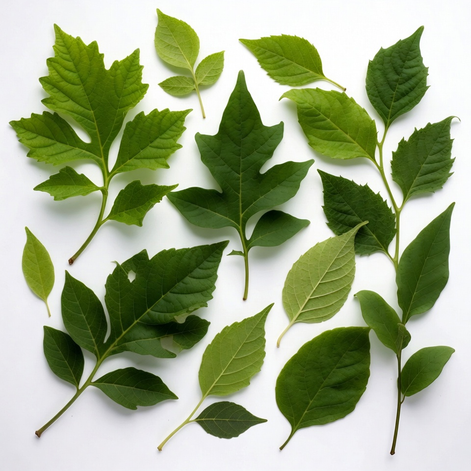 Green leaves on white background Green leaves on white background
