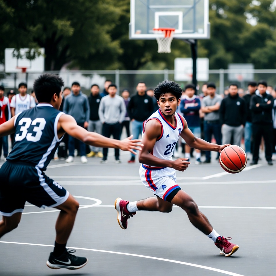Asian basketball player dribbling ball Asian basketball player dribbling ball