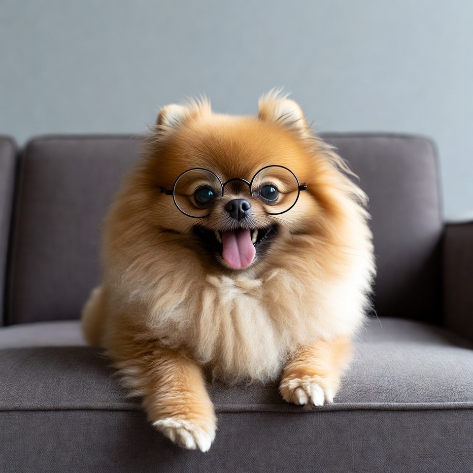 Pomeranian dog wearing glasses Pomeranian dog wearing glasses