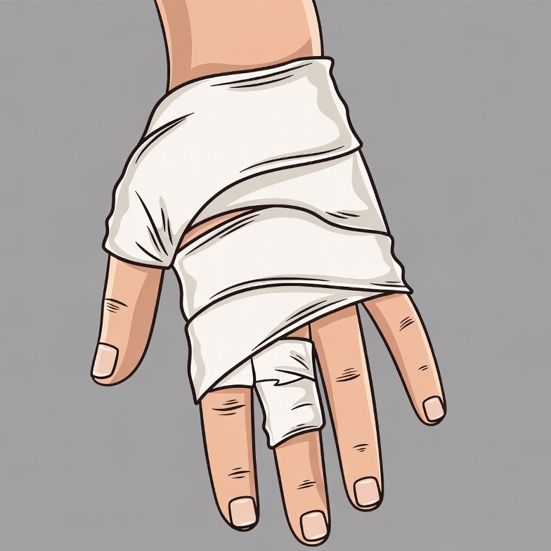 Bandaged hand illustration Bandaged hand illustration