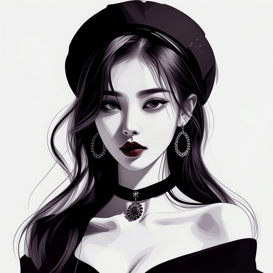 Asian woman in black beret Asian woman in black beret