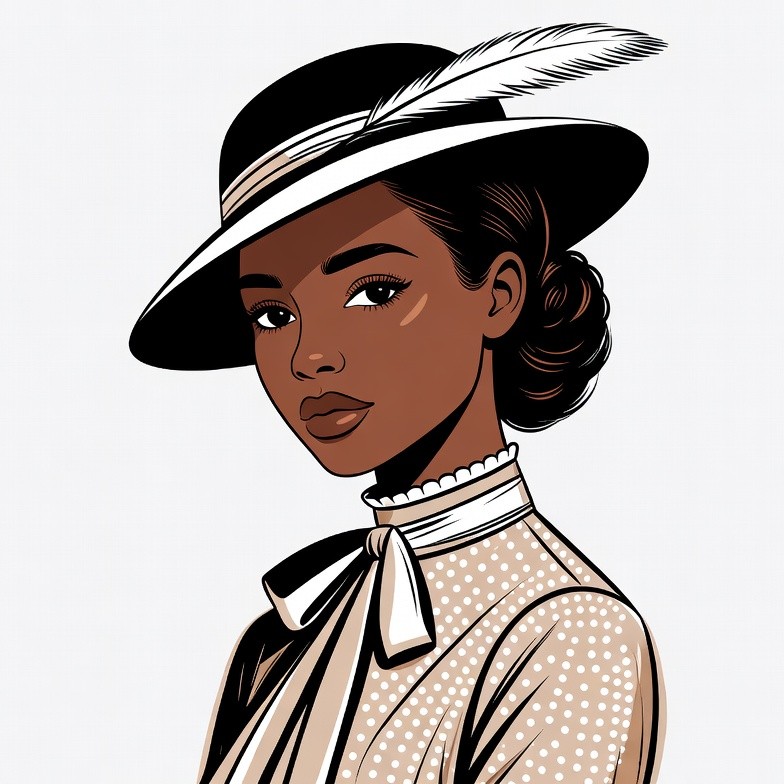 African-American woman in vintage hat African-American woman in vintage hat