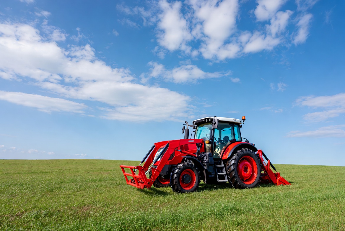 Red Tractor in Green Field Red Tractor in Green Field