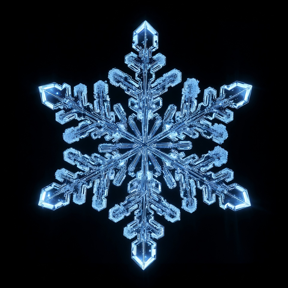 Glowing Blue Snowflake Crystal Glowing Blue Snowflake Crystal