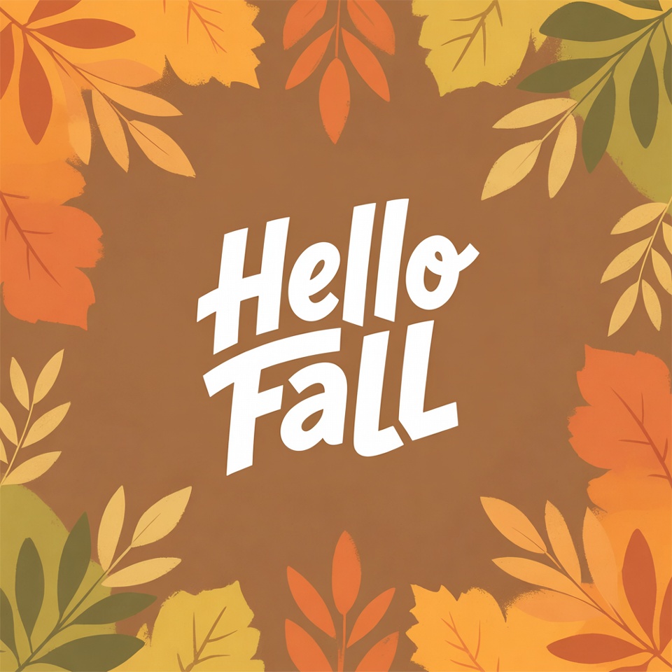 Hello Fall Autumn Leaves Illustration Hello Fall Autumn Leaves Illustration