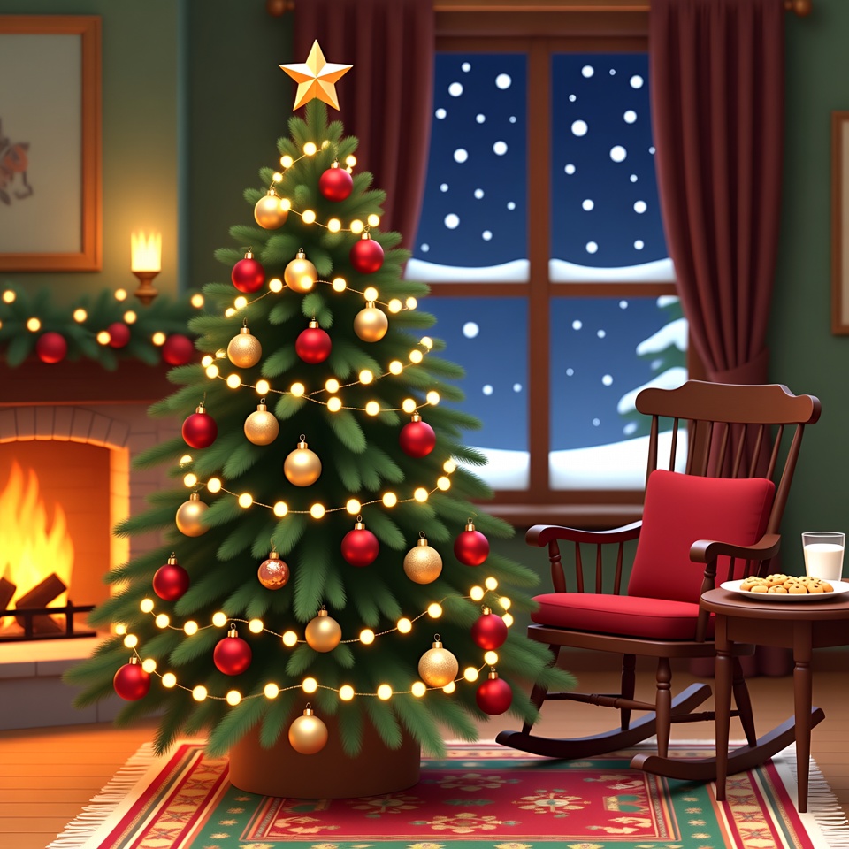 Cozy Christmas Living Room with Tree Cozy Christmas Living Room with Tree