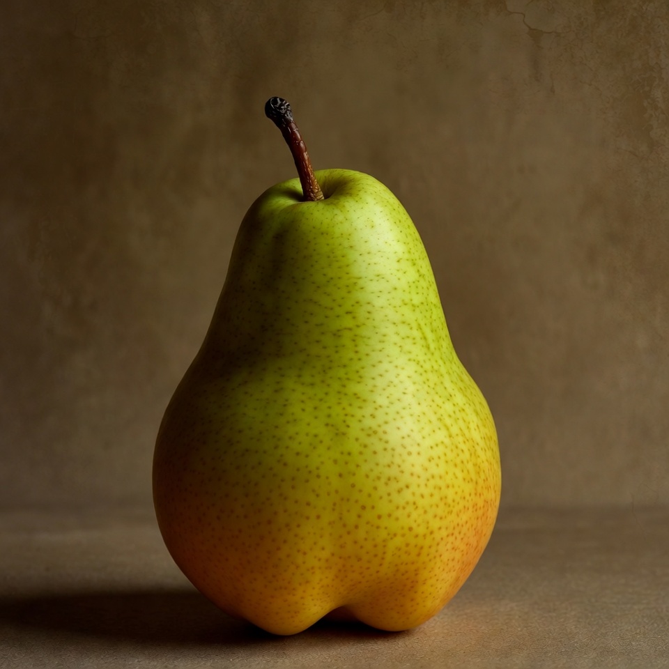 Green pear on brown background Green pear on brown background