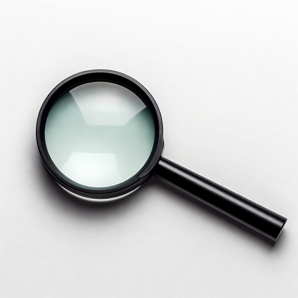 Black Magnifying Glass on White Black Magnifying Glass on White