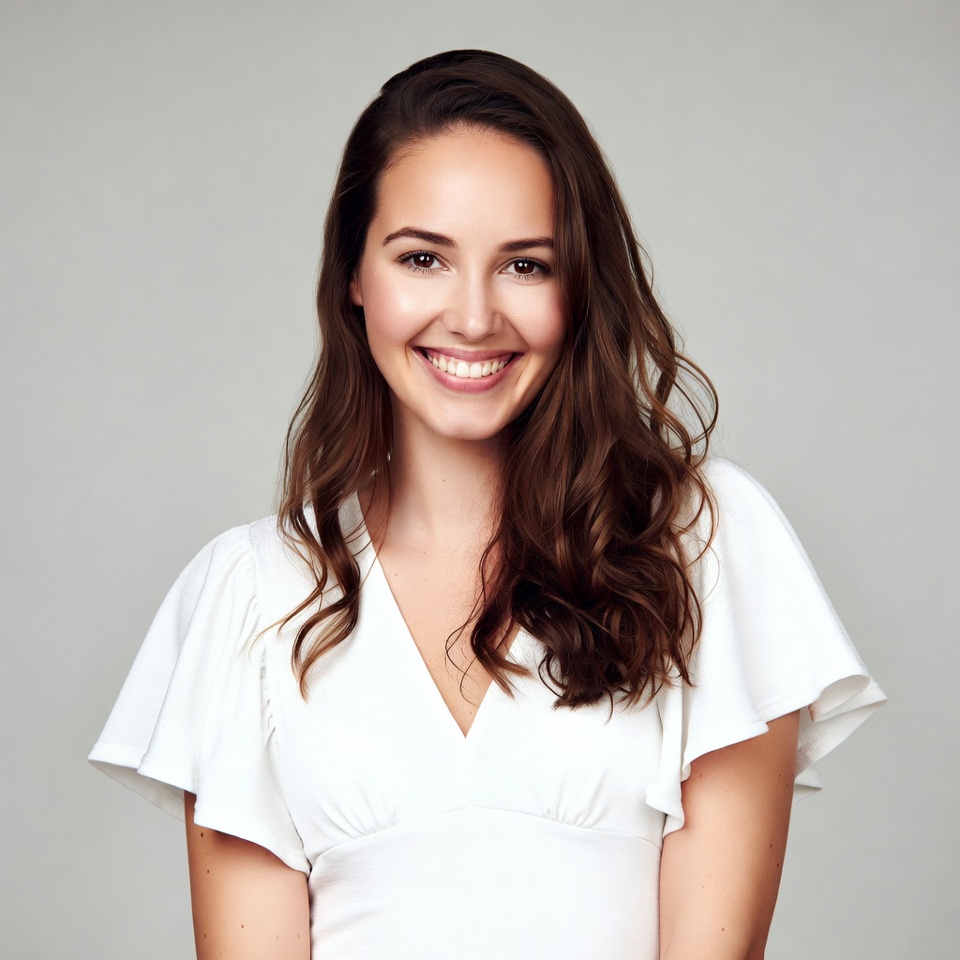 Smiling woman in white blouse Smiling woman in white blouse