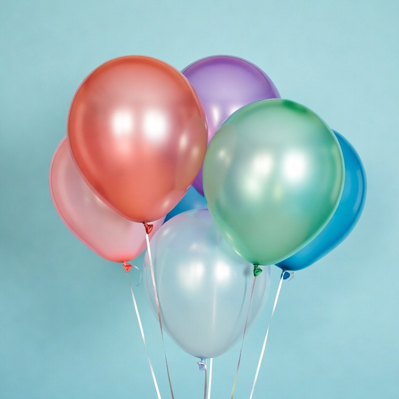 Colorful Balloons Cluster on Blue Background Colorful Balloons Cluster on Blue Background