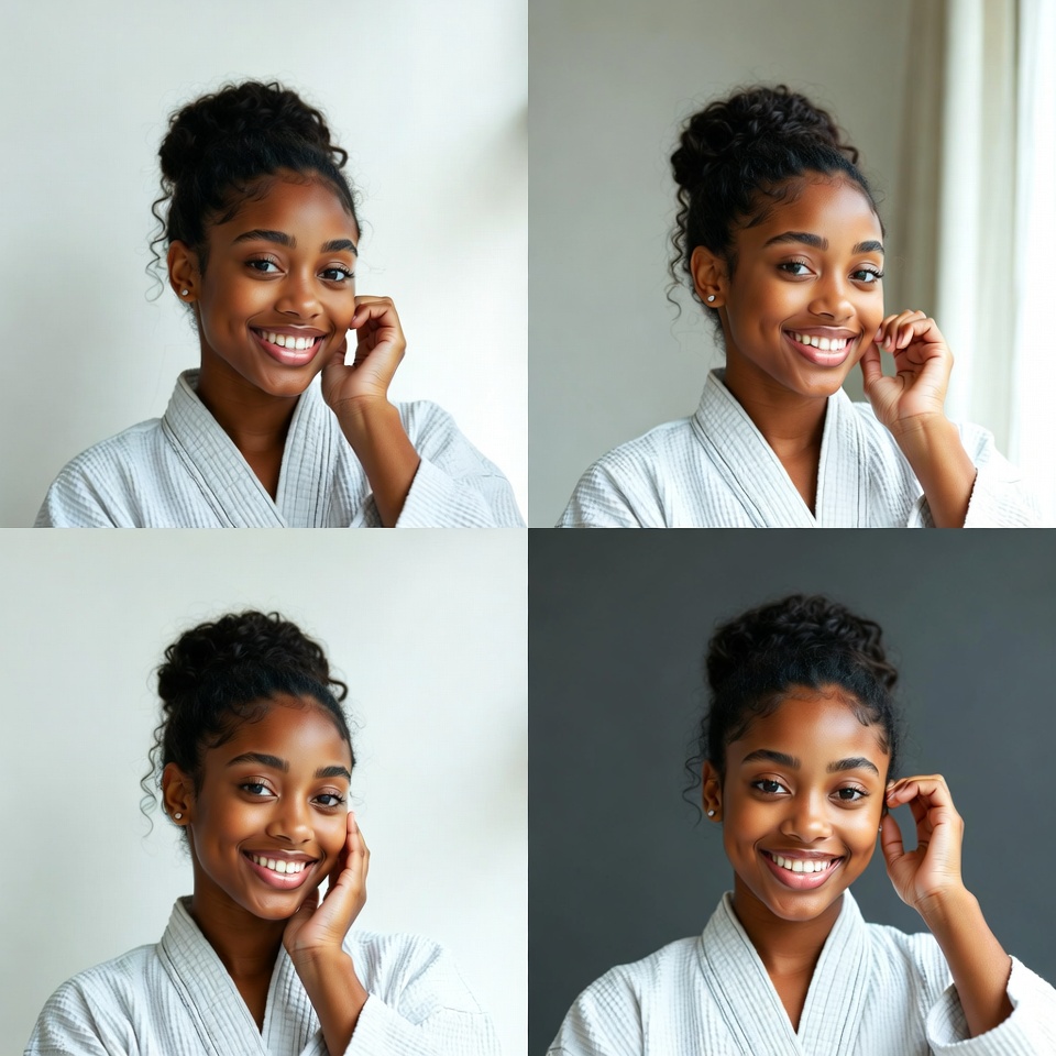 Smiling African-American woman in robe Smiling African-American woman in robe