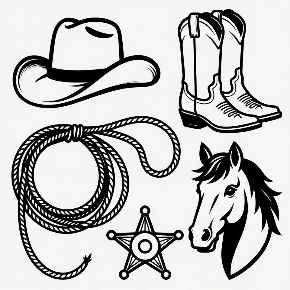 Cowboy Hat Boots Lasso Horse Star Cowboy Hat Boots Lasso Horse Star