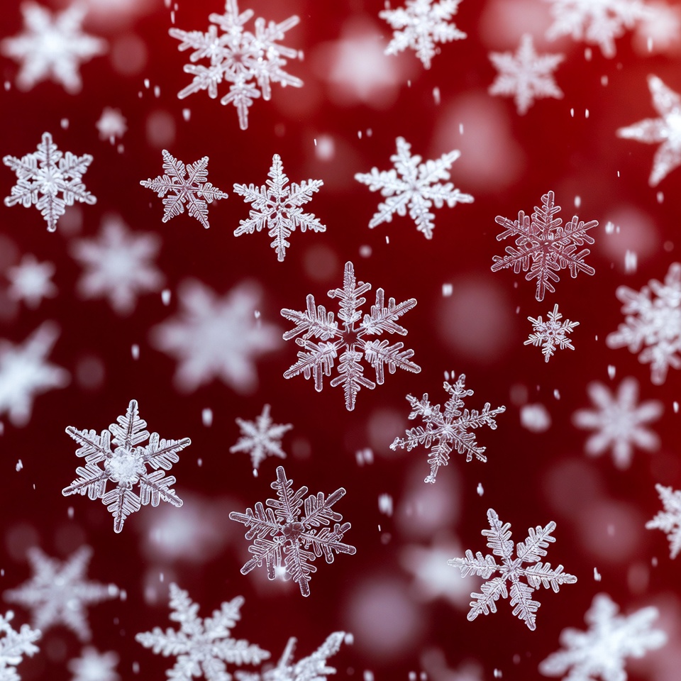 Snowflakes on Red Background Snowflakes on Red Background