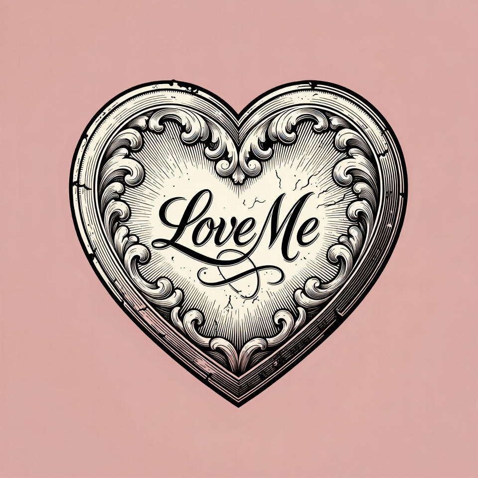 Love Me Ornate Heart Illustration Love Me Ornate Heart Illustration