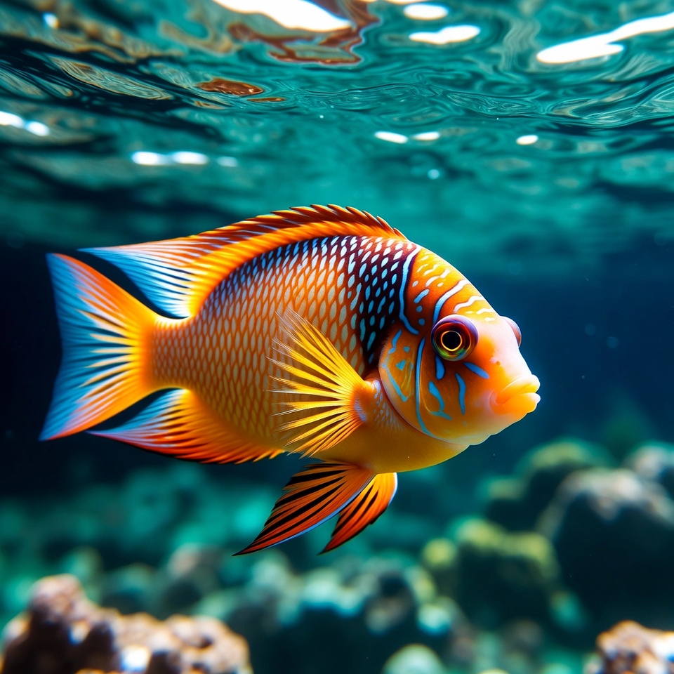 Colorful Flame Angelfish Underwater Colorful Flame Angelfish Underwater