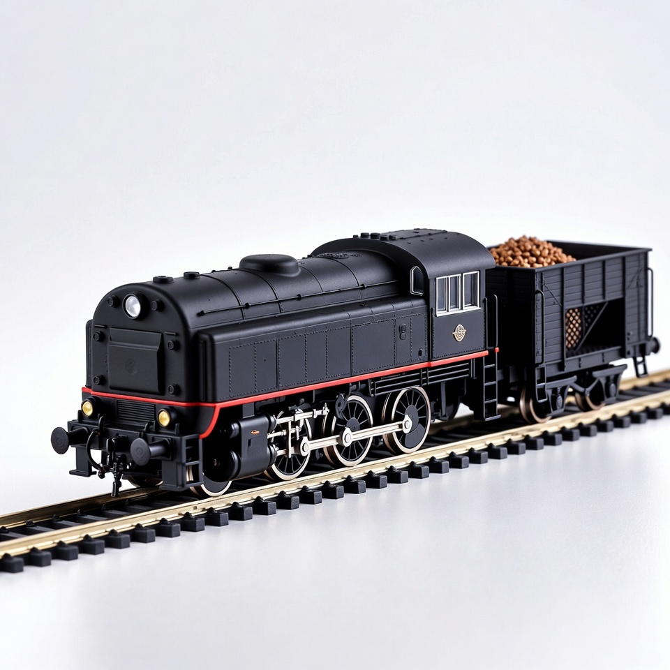 Black Steam Locomotive with Grain Hopper Black Steam Locomotive with Grain Hopper