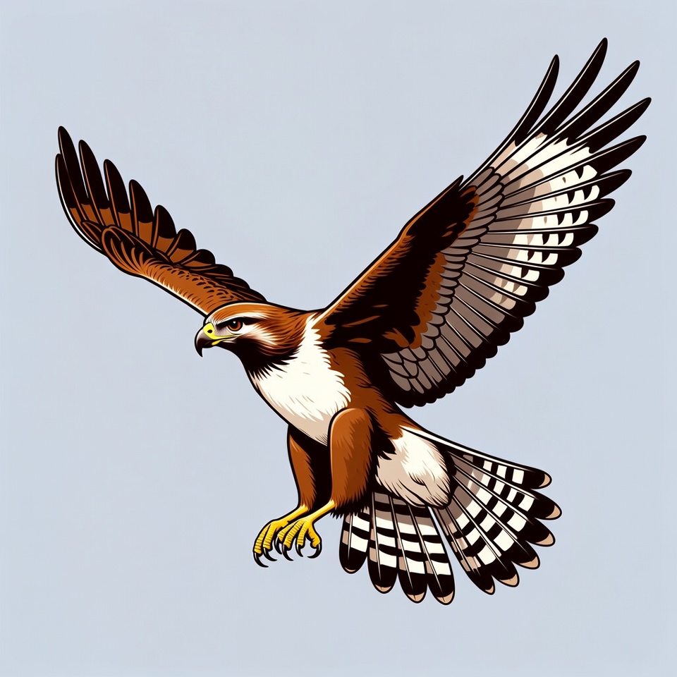 Red-tailed Hawk Flying Illustration Red-tailed Hawk Flying Illustration
