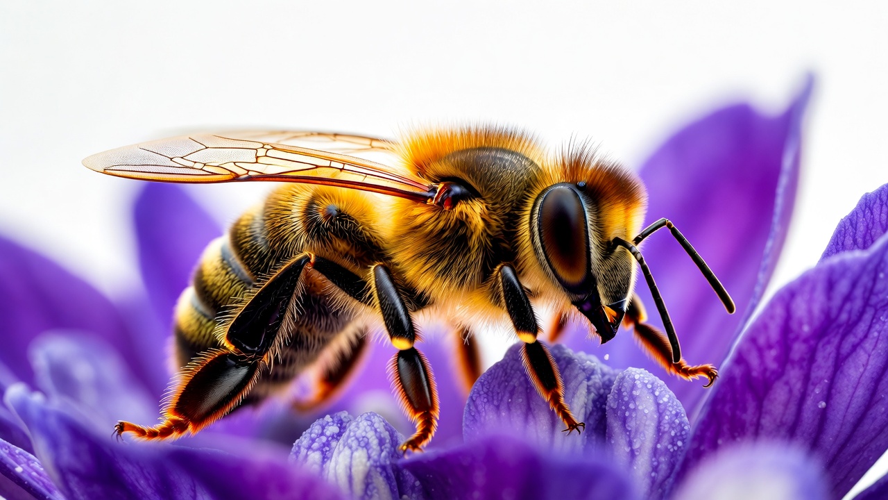 Honey Bee on Purple Flower Honey Bee on Purple Flower