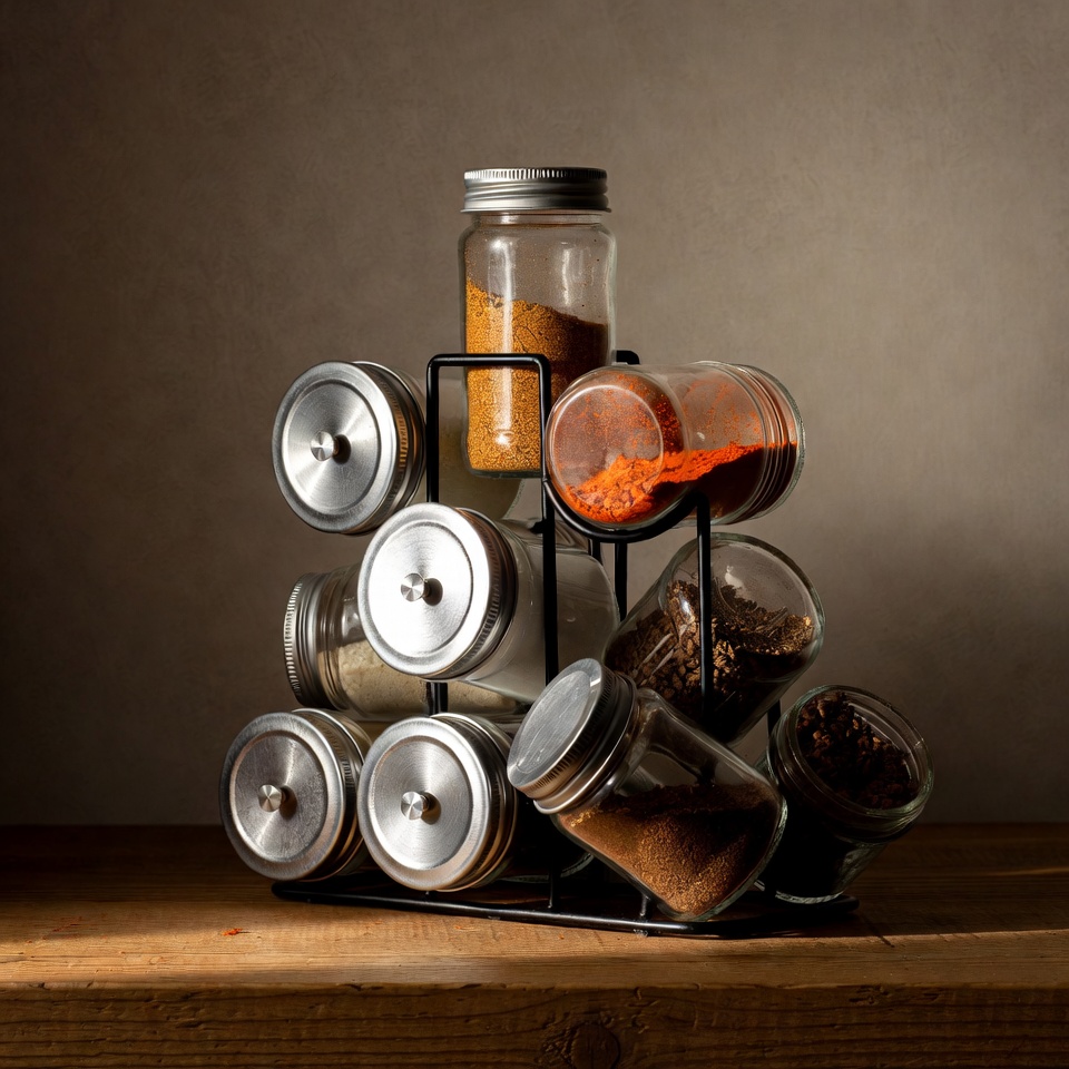 Spice Rack with Glass Jars Spice Rack with Glass Jars
