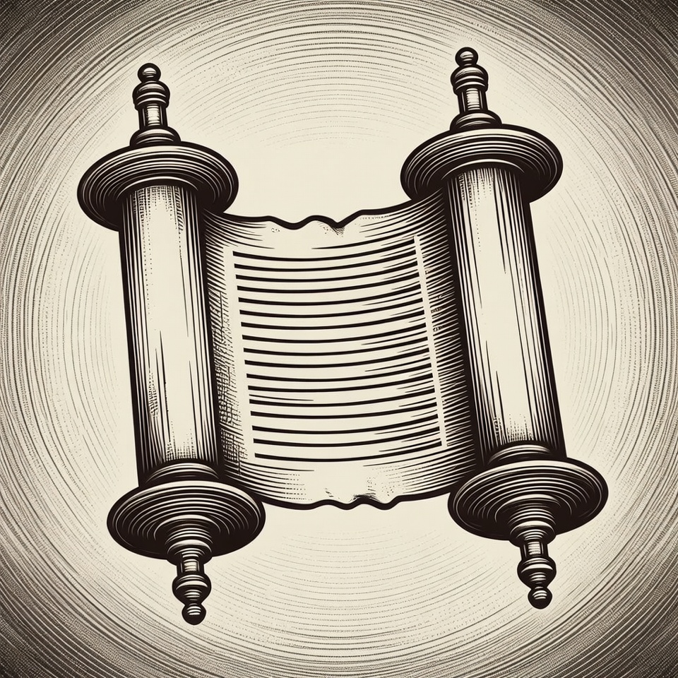 Open Torah Scroll Illustration Open Torah Scroll Illustration