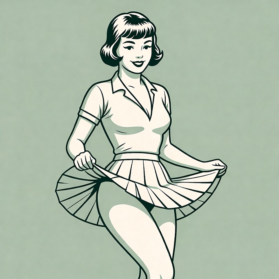 Woman lifting pleated skirt Woman lifting pleated skirt