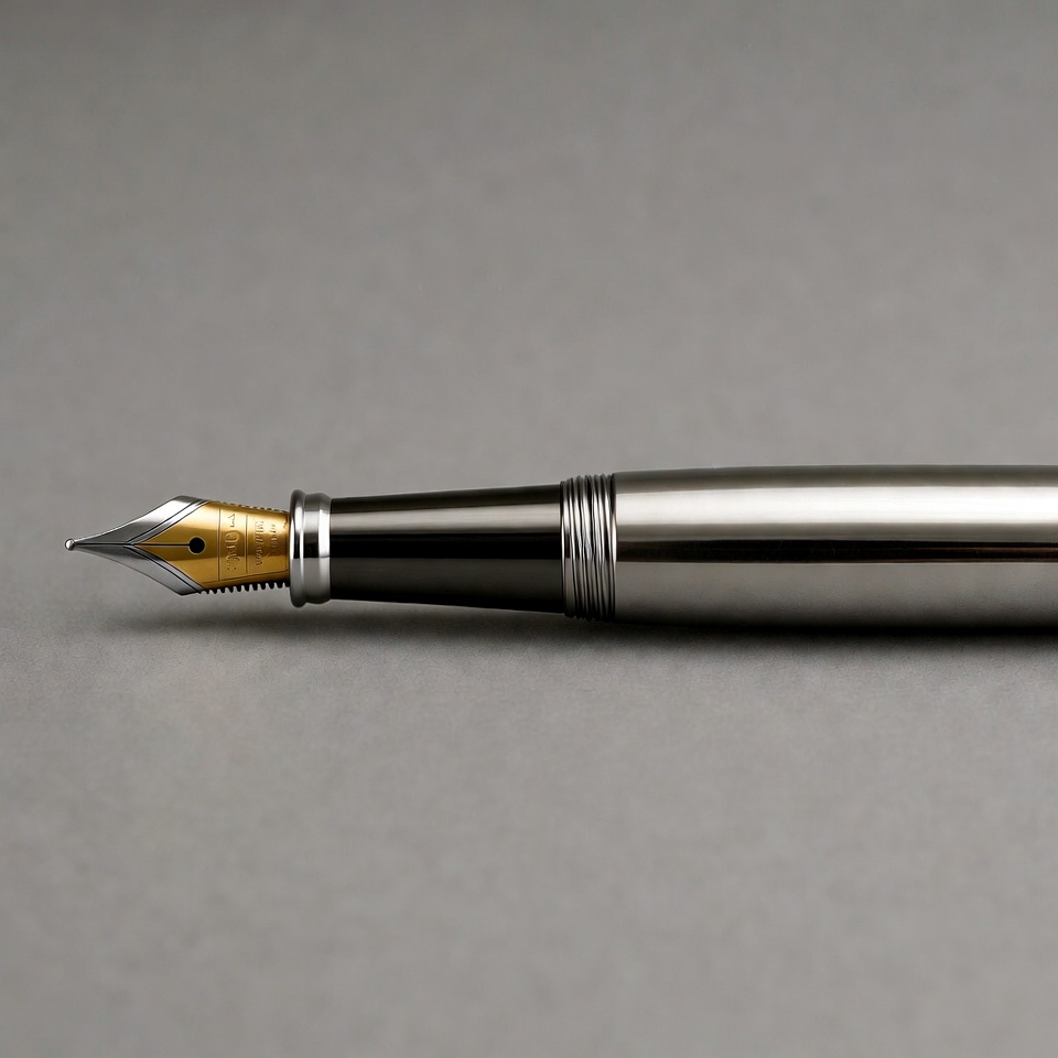 Silver fountain pen with gold nib Silver fountain pen with gold nib