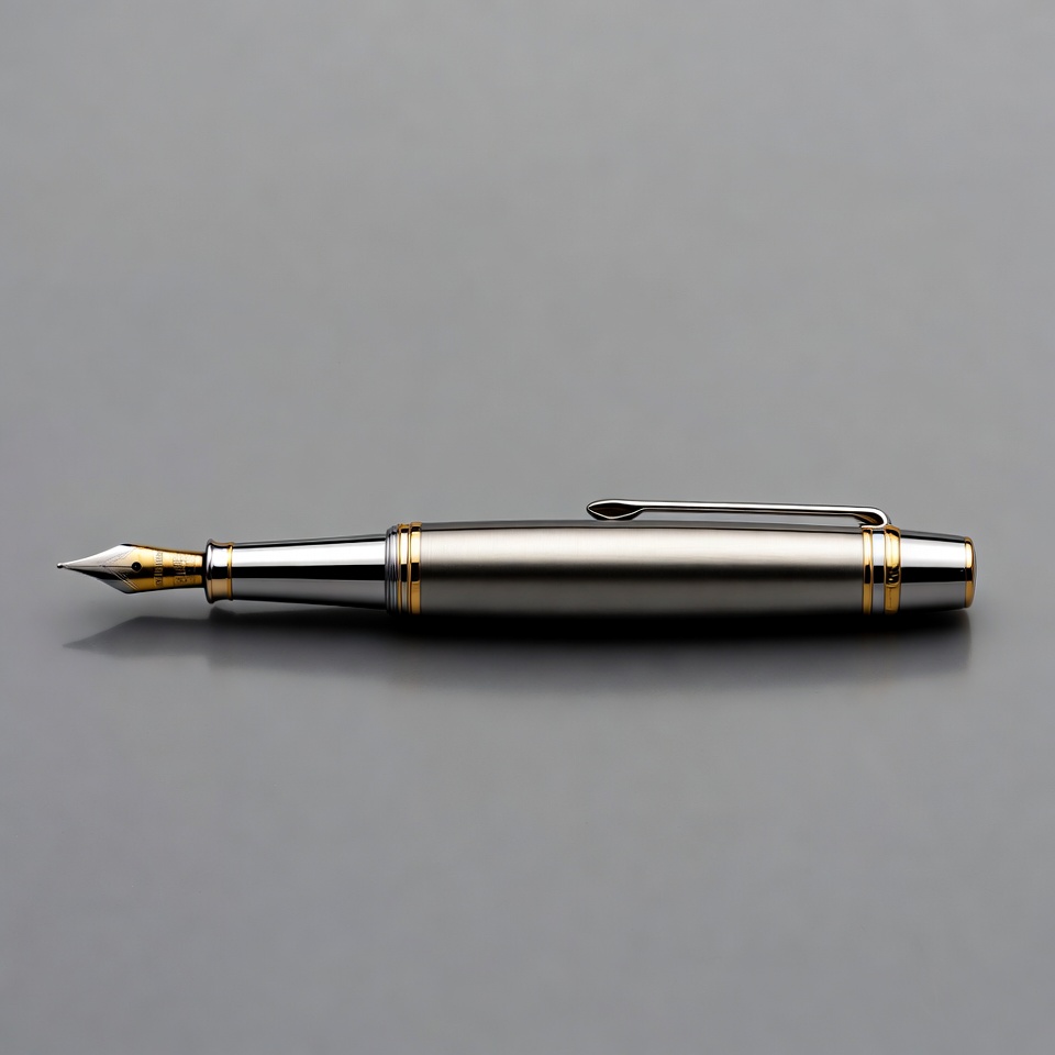 Silver fountain pen with gold accents Silver fountain pen with gold accents