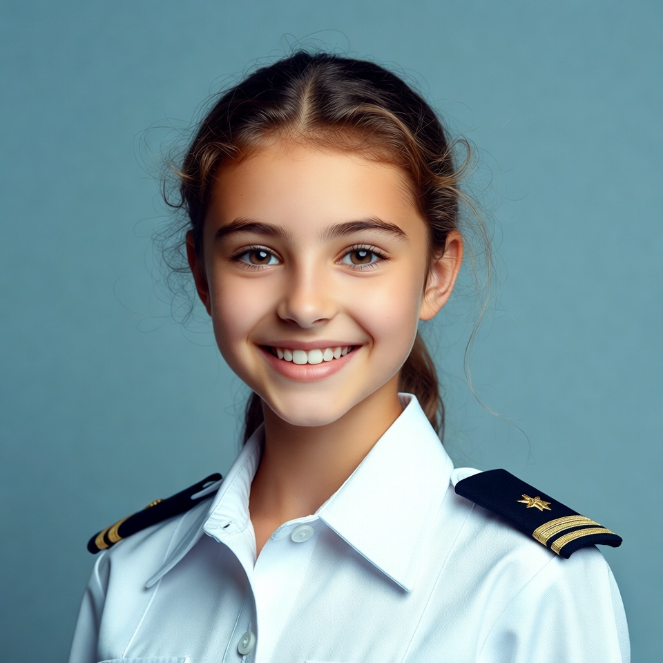 Smiling girl in naval uniform Smiling girl in naval uniform