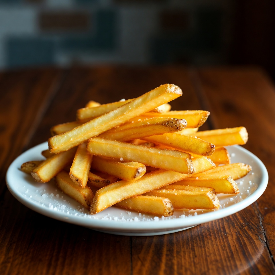 Golden French Fries on Plate Golden French Fries on Plate
