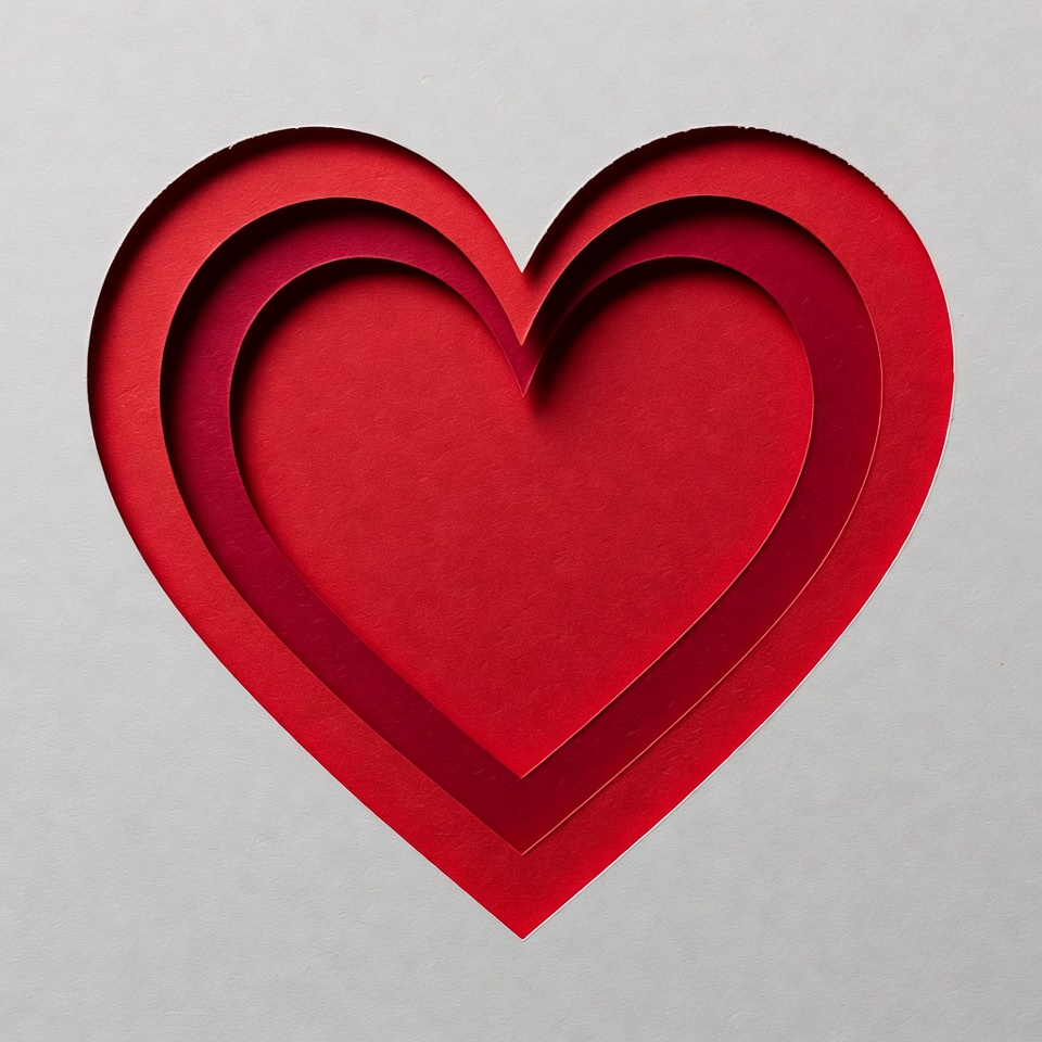 Layered Red Paper Heart Cutout Layered Red Paper Heart Cutout