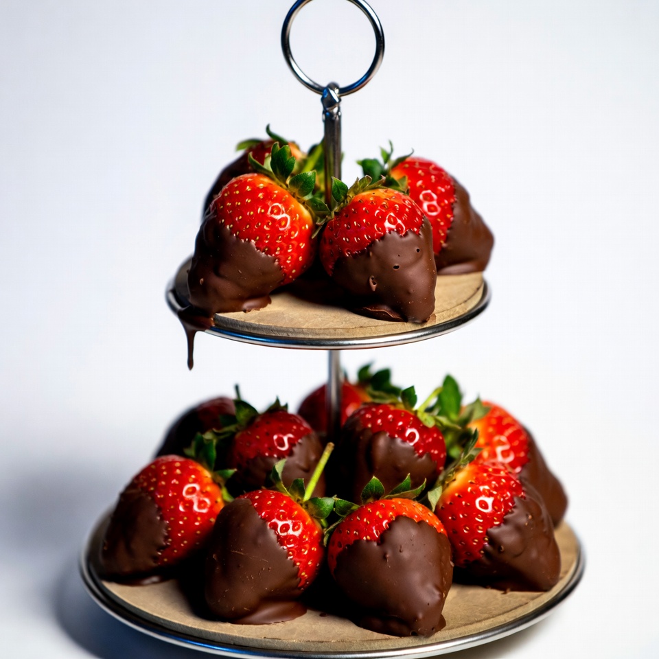 Chocolate Covered Strawberries on Tiered Stand Chocolate Covered Strawberries on Tiered Stand