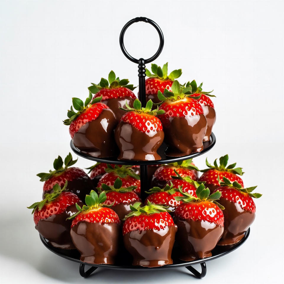 Chocolate Covered Strawberries on Tiered Stand Chocolate Covered Strawberries on Tiered Stand