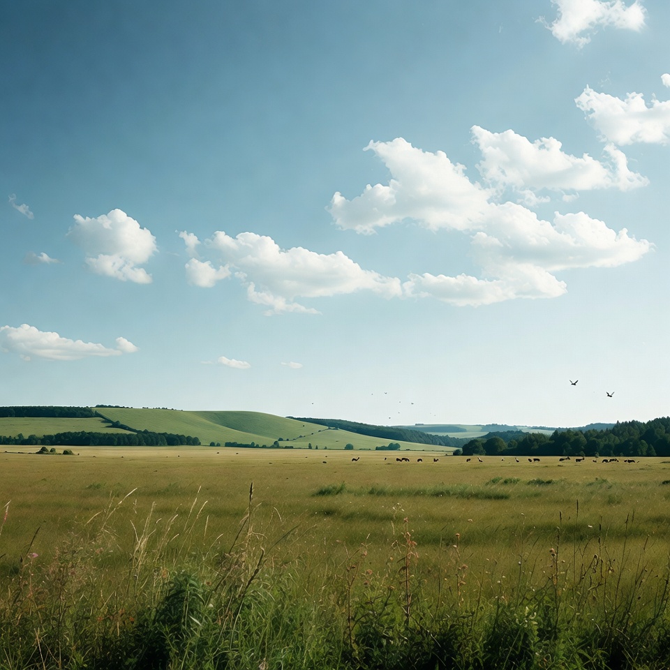 Cows grazing in green field landscape Cows grazing in green field landscape