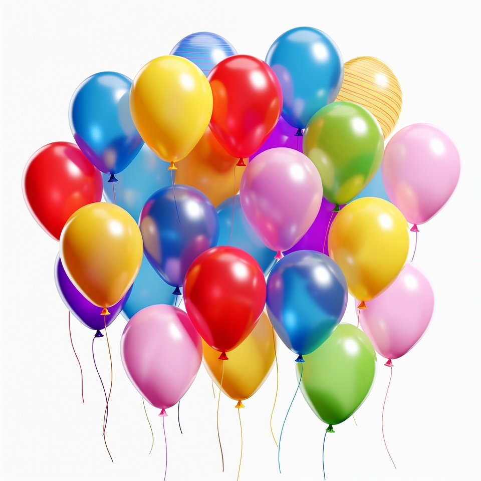 Colorful Balloons Cluster on White Background Colorful Balloons Cluster on White Background