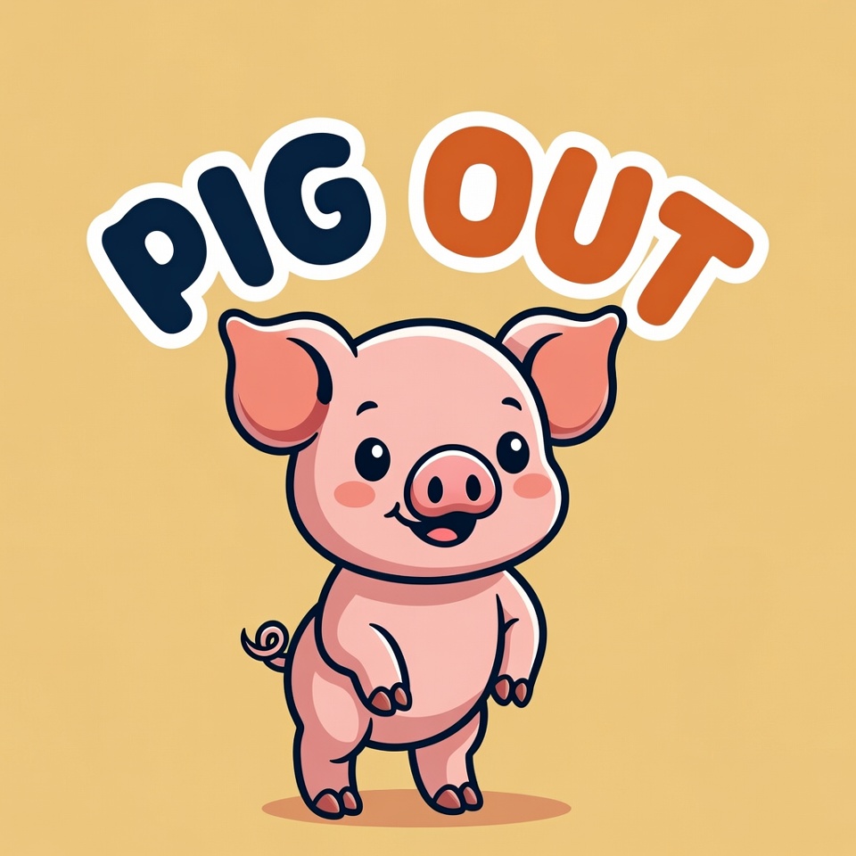 Cute Pig Pig Out Illustration Cute Pig Pig Out Illustration
