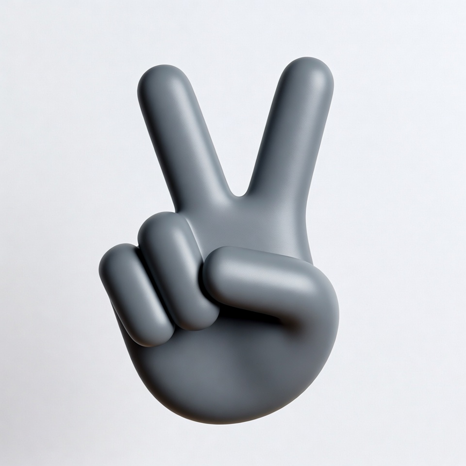 Gray 3D Peace Hand Sign Gray 3D Peace Hand Sign