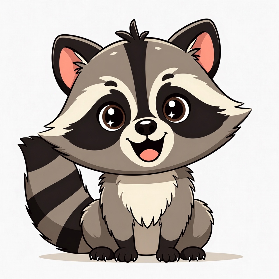 Cute cartoon raccoon smiling Cute cartoon raccoon smiling