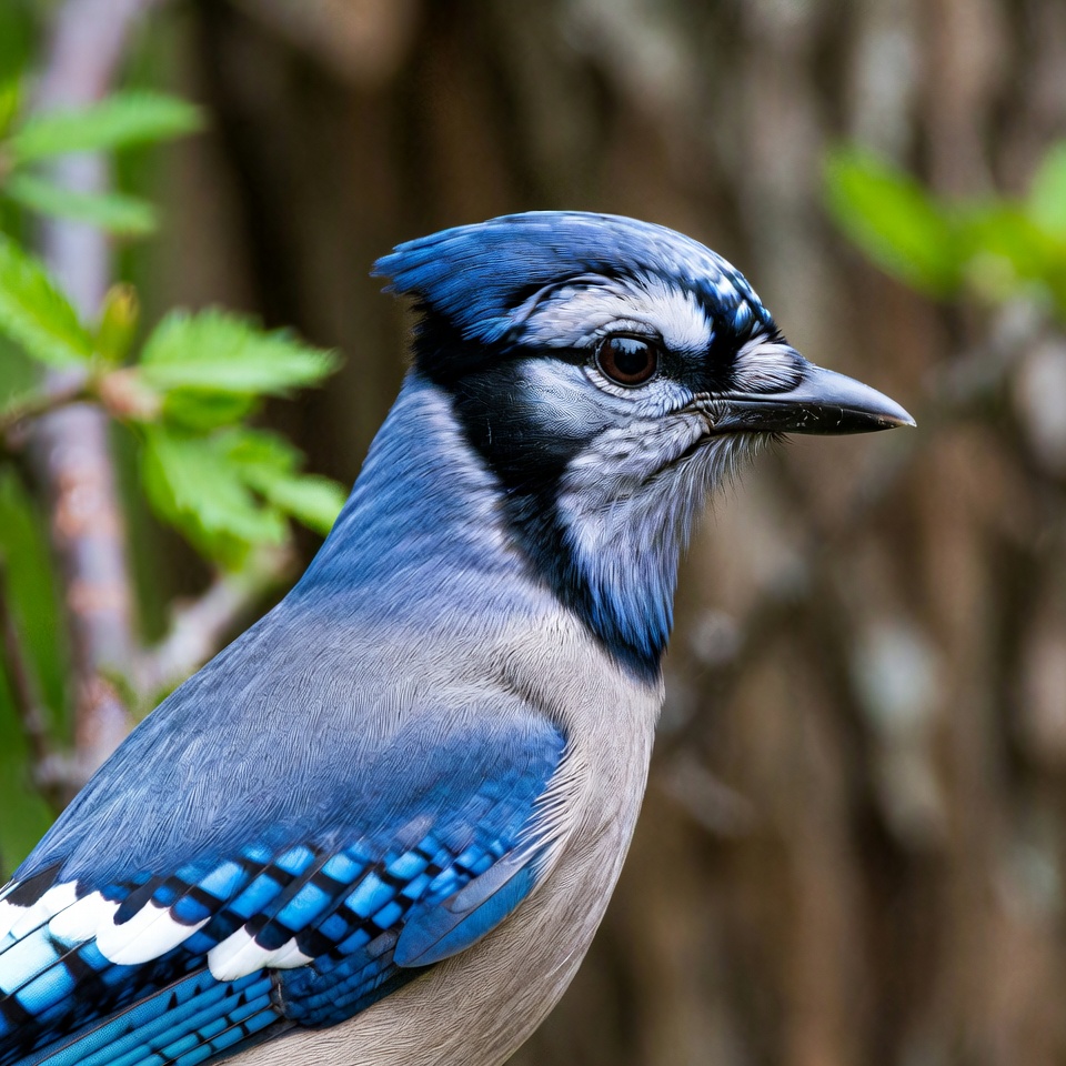 Blue Jay Perched on Tree Branch Blue Jay Perched on Tree Branch